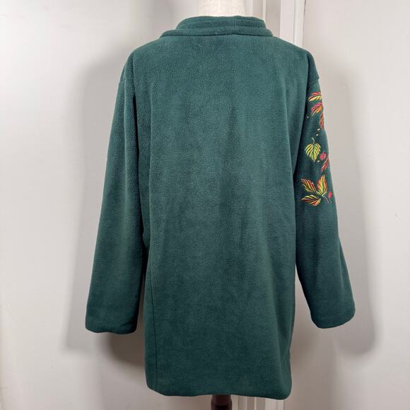 Bob Mackie Wearable Art Green Fall Leaves Womens Jacket Sweater Cottagecore 1X - Picture 3 of 11